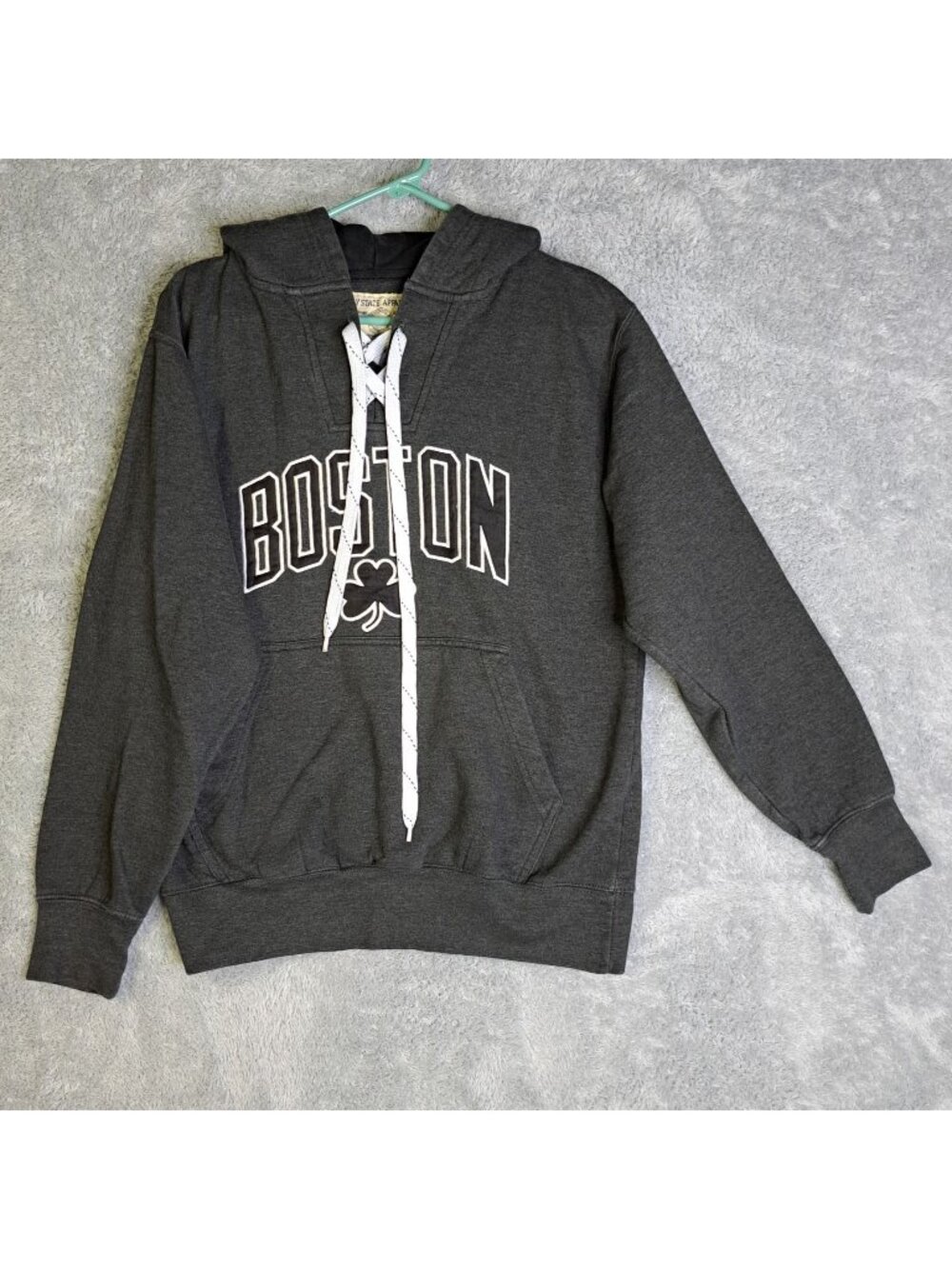 Boston Hoodie Small Charcoal Gray Shamrock Graphic Casual Style
